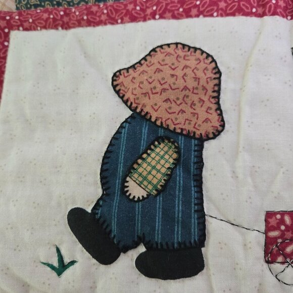 Vintage Overall Sam Mini Quilt Doll Quilt Wall Hanging Mid Century - Picture 6 of 8